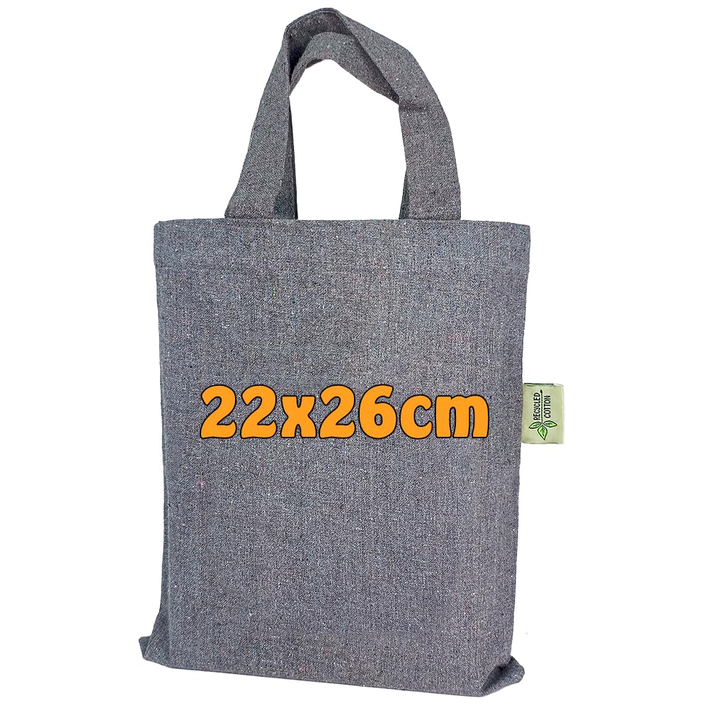 Cottonbagjoe Lot de 200 petits sacs en tissu 22 × 26 cm - Sac fourre-tout en coton recyclé 210 g/m² - Sac compact en coton avec poignées courtes - Sac cadeau, sac à déjeuner, organiseur