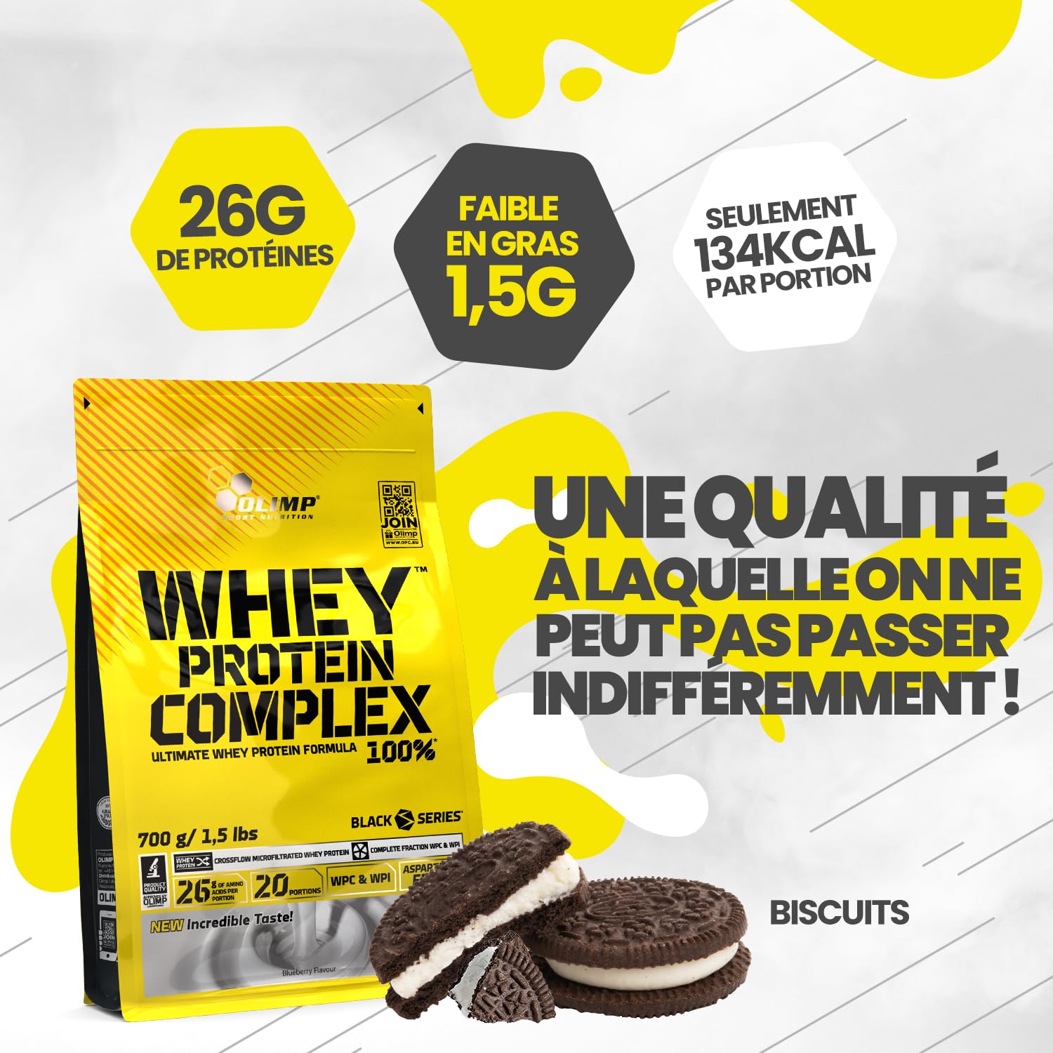 Olimp Sport Nutrition Whey Protein Complex 100% – 700 g – białko w proszku – Booster pre Workout – ciasteczka i krem