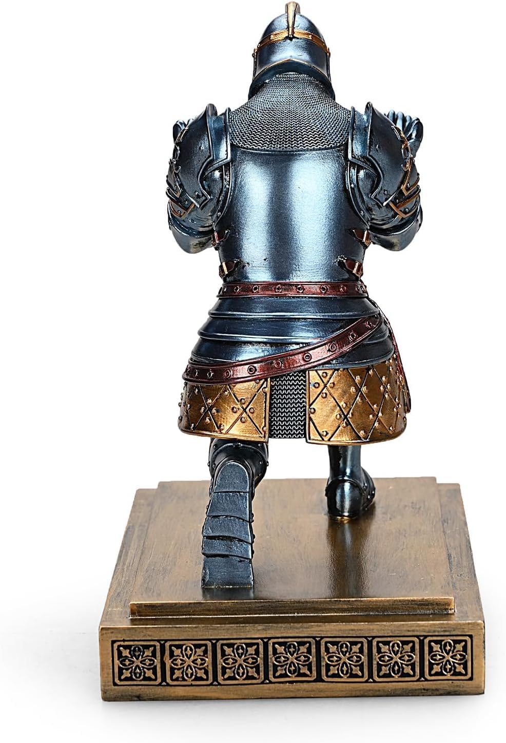 King's Guard Leader Cloak Warrior Knight Pen Holder Mobile Phone Stand, Ornament Knight Statue, Pen Stand Paperweight with a Metal Sword Letter Opener for Office and Home