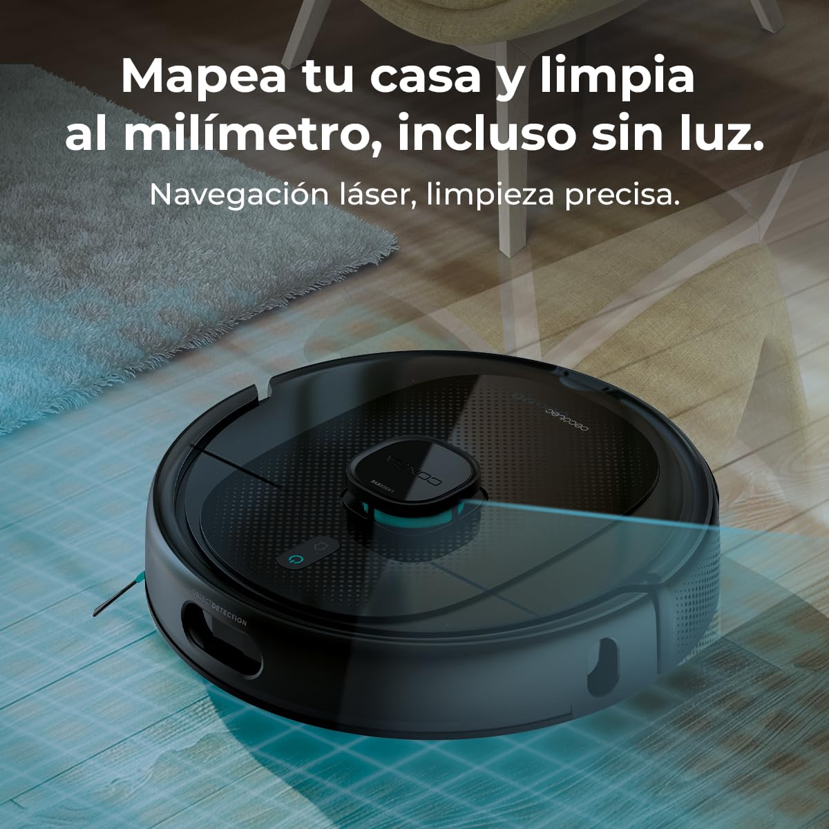 Cecotec Robot Aspirapolvere Conga 9990 AI Spin Revolution Ultra Power Home. 10.000 Pa, Navigazione Laser, Base di Autopulizia, Intelligenza Artificiale, Evita Oggetti, Controllo APP, 240 min Autonomia