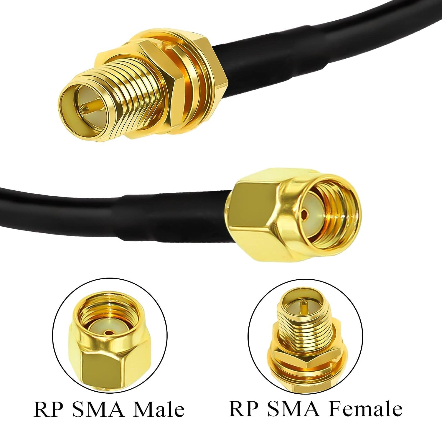 GTIWUNG Cavo Prolunga Antenna RG58 Extension Cable RP SMA 15m, RP-SMA Connettore Antenna 15M Câble Coaxial RG58 Mâle à Femelle Wifi Cavo di Prolunga 15 Metri
