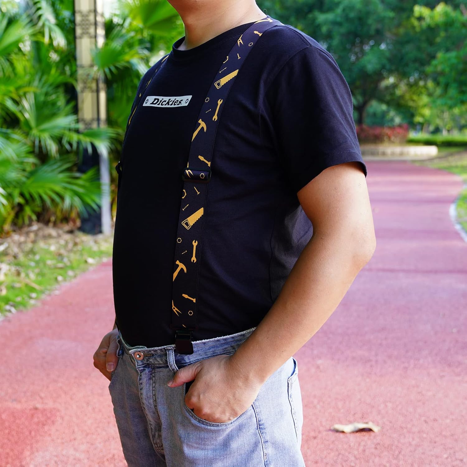 MELOTOUGH Men's Suspenders Fully Elastic 2 inch Wide X back Heavy Duty Work Suspenders - Image 9