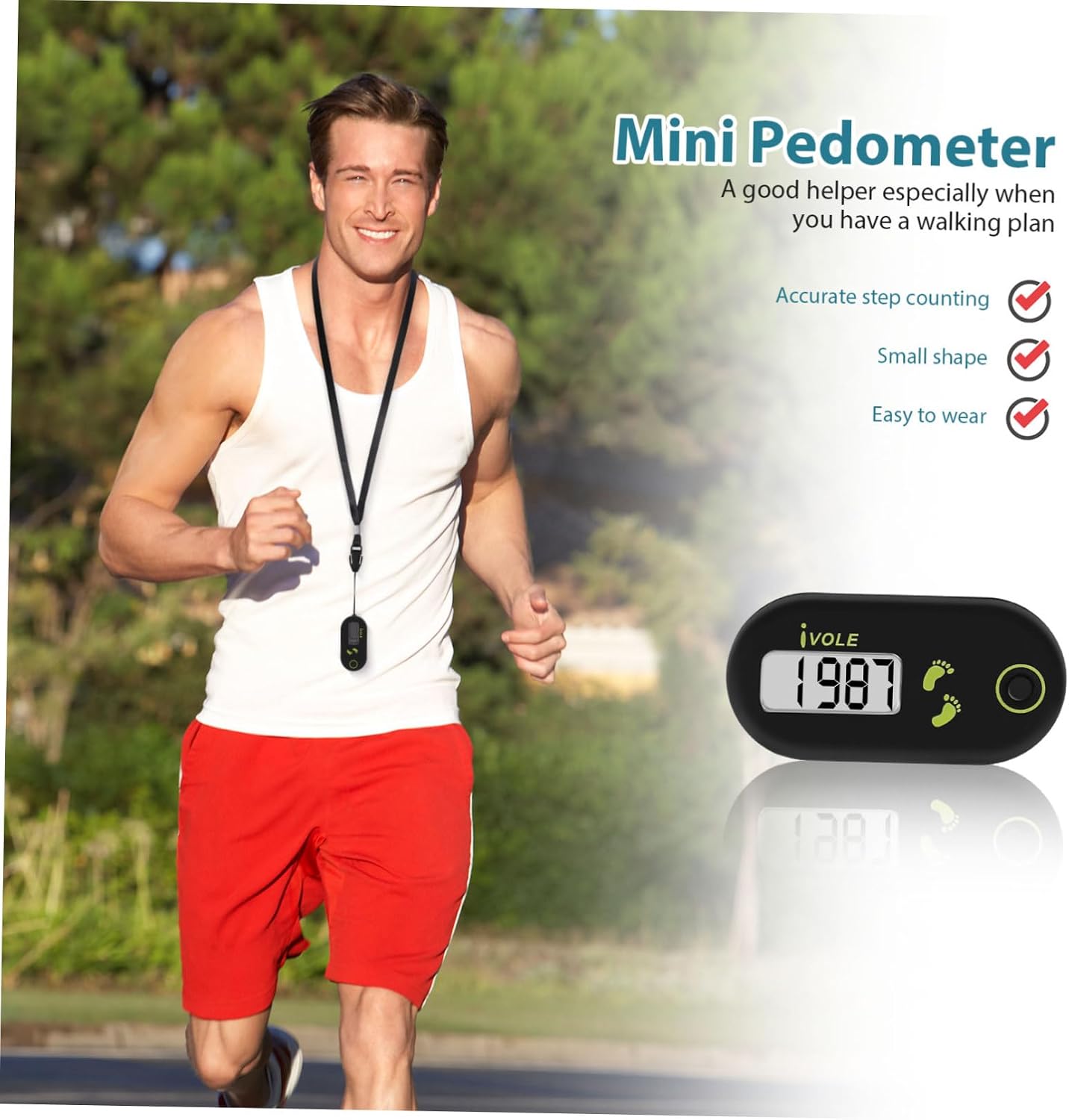 Single Function 3D Electronic Pedometer Fitness Step Counter Sports Gadget for Walking Running Daily Activity Men Women