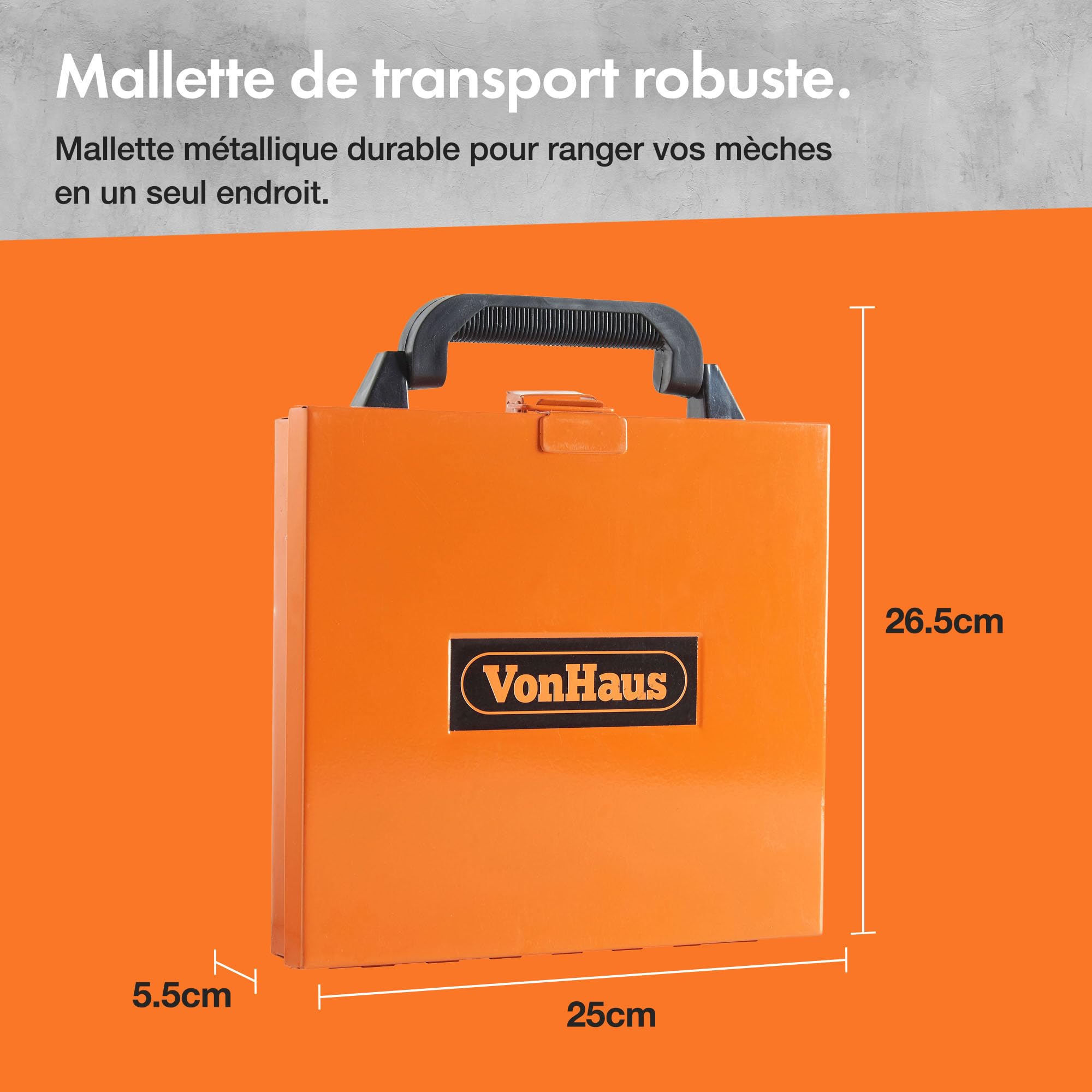 VonHaus Jeu de forets à Métaux avec Mallette de Transport - Coffret Forets Métaux - 99 Forets en Acier Rapide de 1,5 à 10 mm avec revêtement en titane - Pour Percer le Bois, la Maçonnerie et le Métal