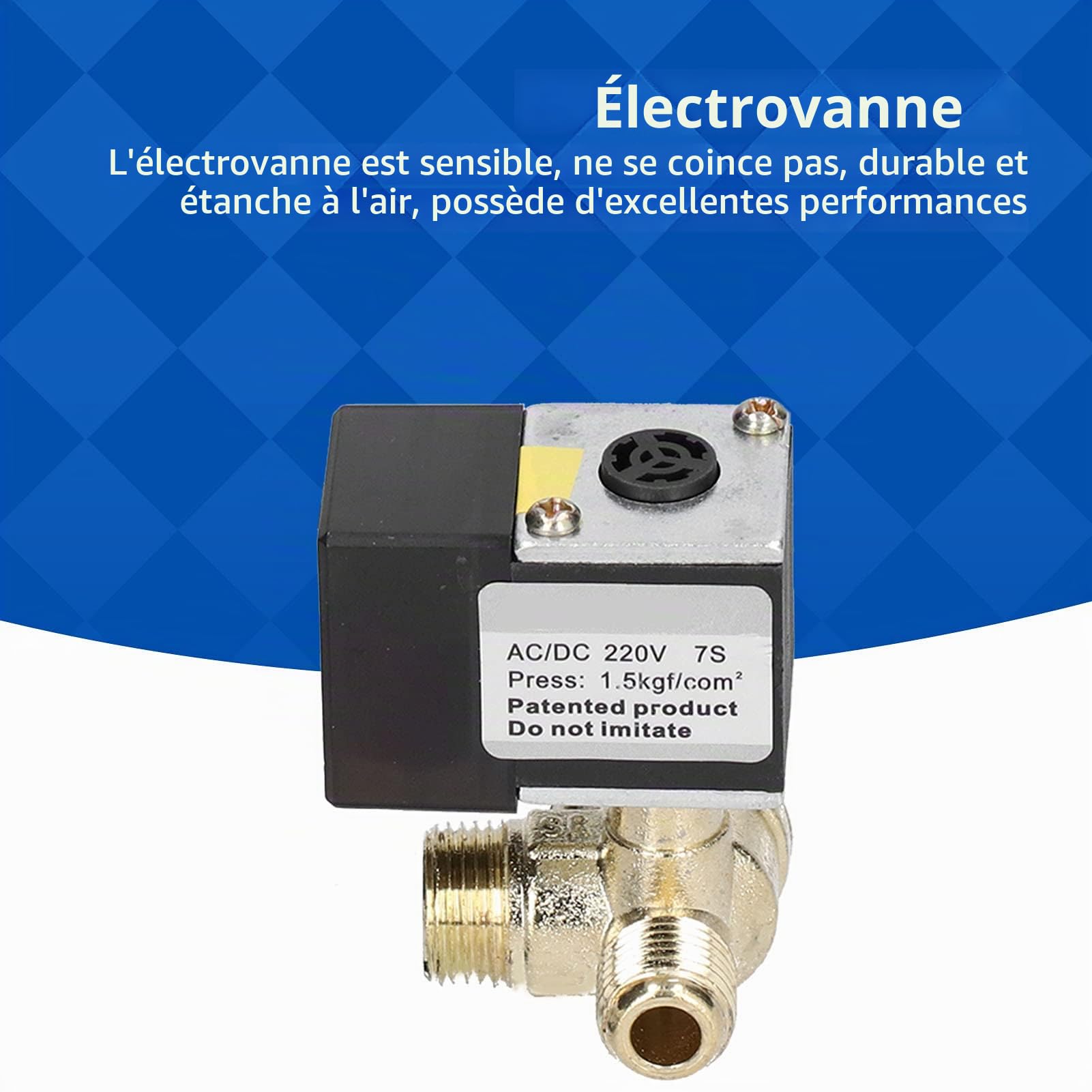 Électrovanne électrique AC/DC 220V, avec Clapet Anti-retour, électrovanne Silencieuse pour Accessoires de Pompe de Compresseur D'air OTS