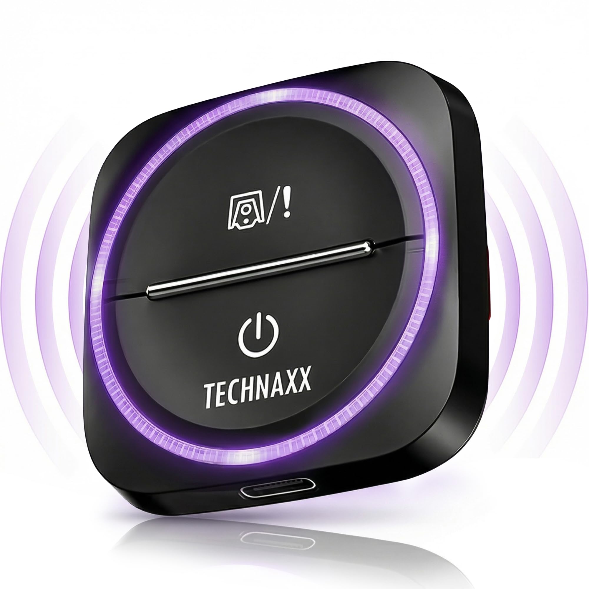 Technaxx Verkehrswarner mit Blitzer.de – Straßenverkehrswarner mit Gefahren- & Geschwindigkeitswarnung, LED-Benachrichtigung, Auto-Aktivierung, kompatibel mit Apple CarPlay & Android Auto - TX-387