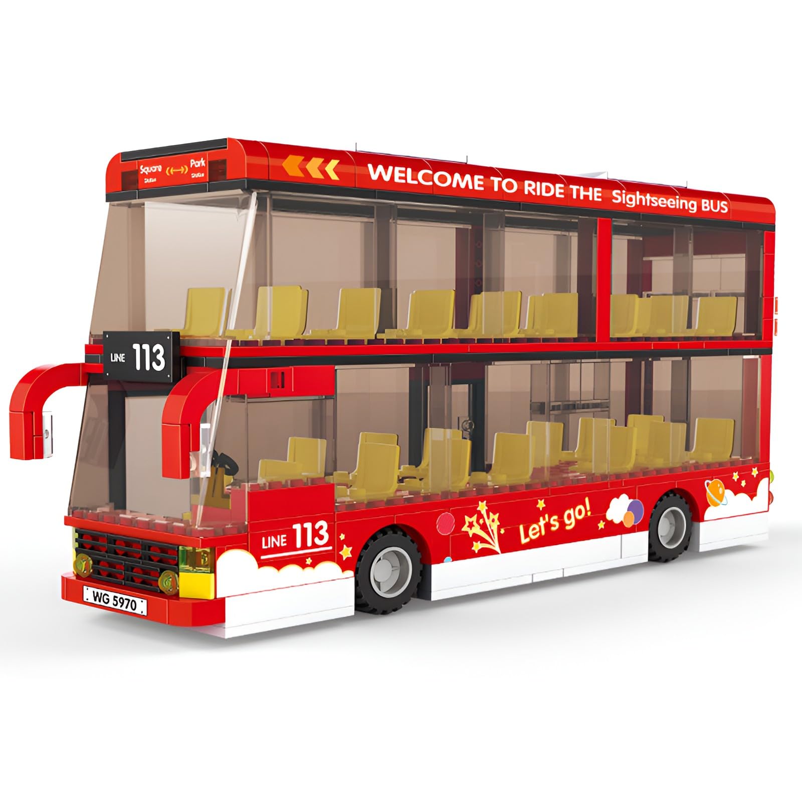 Red Double Decker Sightseeing Bus Building Set,City Tour Coach Model 436PCS — image 1