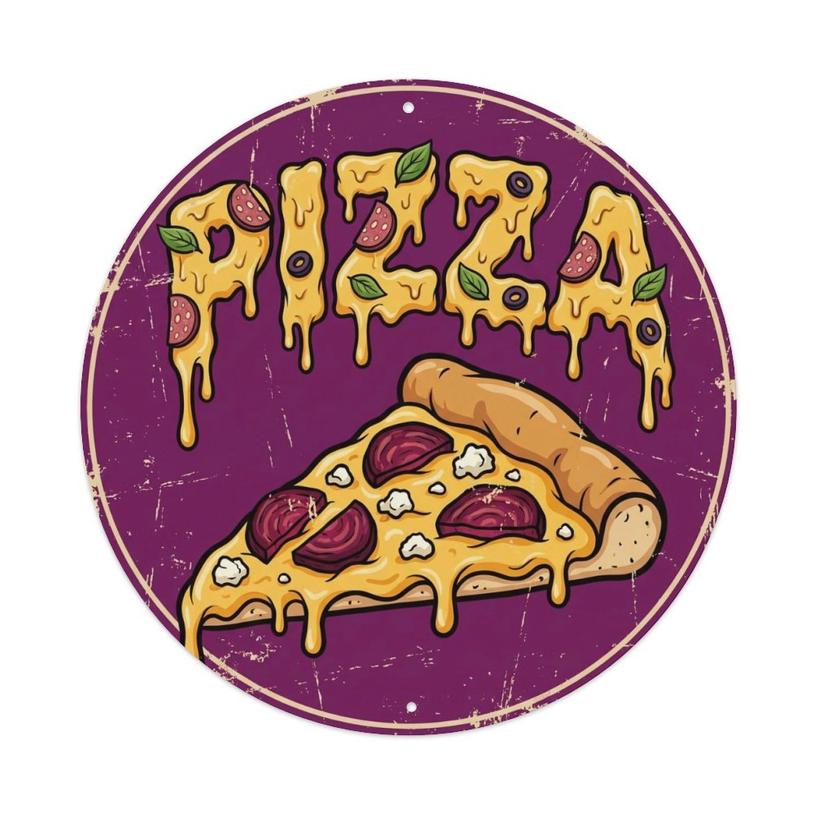 Huiyhb 8X8inch(20X20cm) Vintage Pizza Slice Beet Goat Cheese Metal Tin Sign