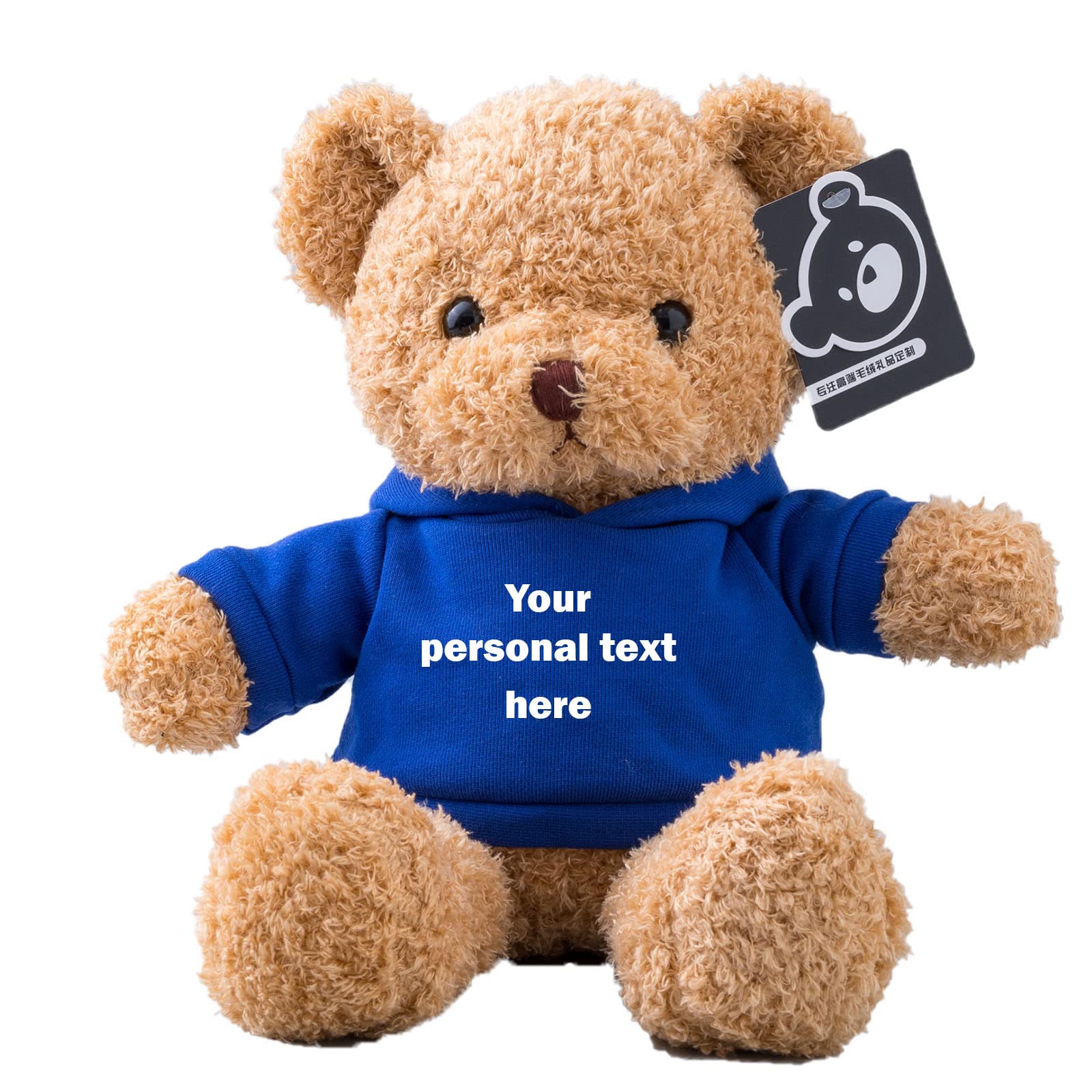 ADORSUN Personalised Teddy Bear Stuffed Animal with Customised Text, Stuffed Bear as Personalised Gift for Women/Men on Valentines' Day/Birthday/Anniversary 12inch-Hoodie-Blue — image 1