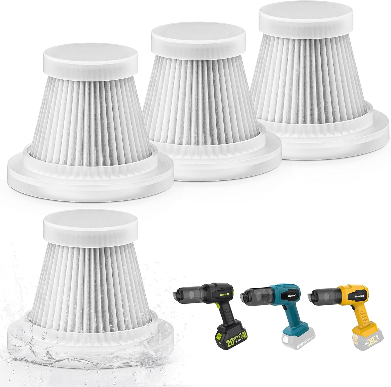 4 Pack Replacement HEPA Filter Element Washable Reusable for Handheld Vacuum Small for Car Desk Auto Vacuum Cleaner for Battery Powered Car Vacuum Cordless(Filters Only)