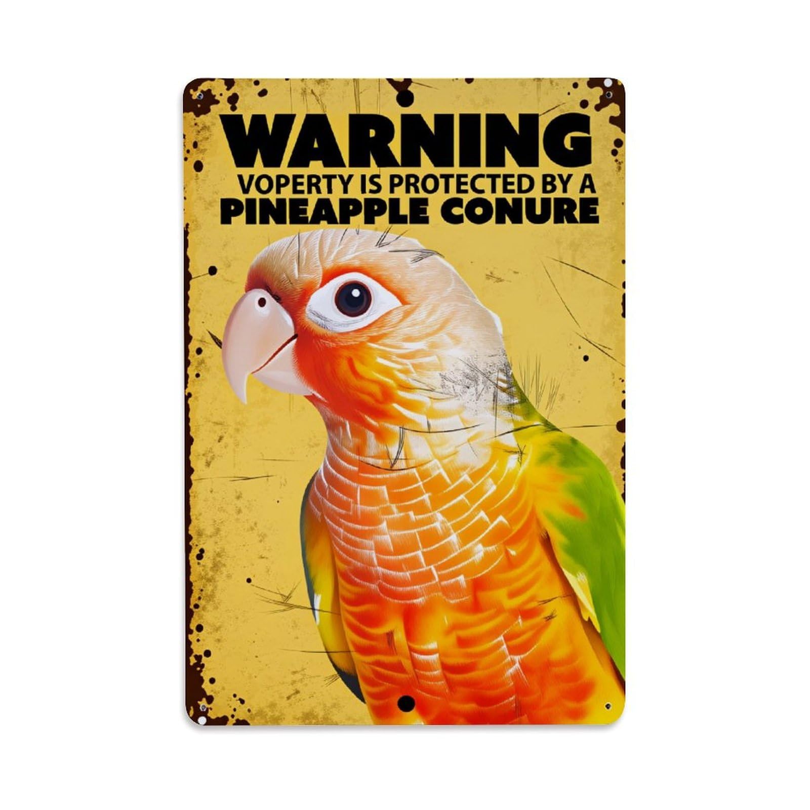 Lzwbntey Vintage Pineapple Conure Warning Sign Art Metal Tin Sign Retro Wall Decor For Home Bar Garage Cafe, Indoor & Outdoor Decorative Metal Poster, 8X12 Inch