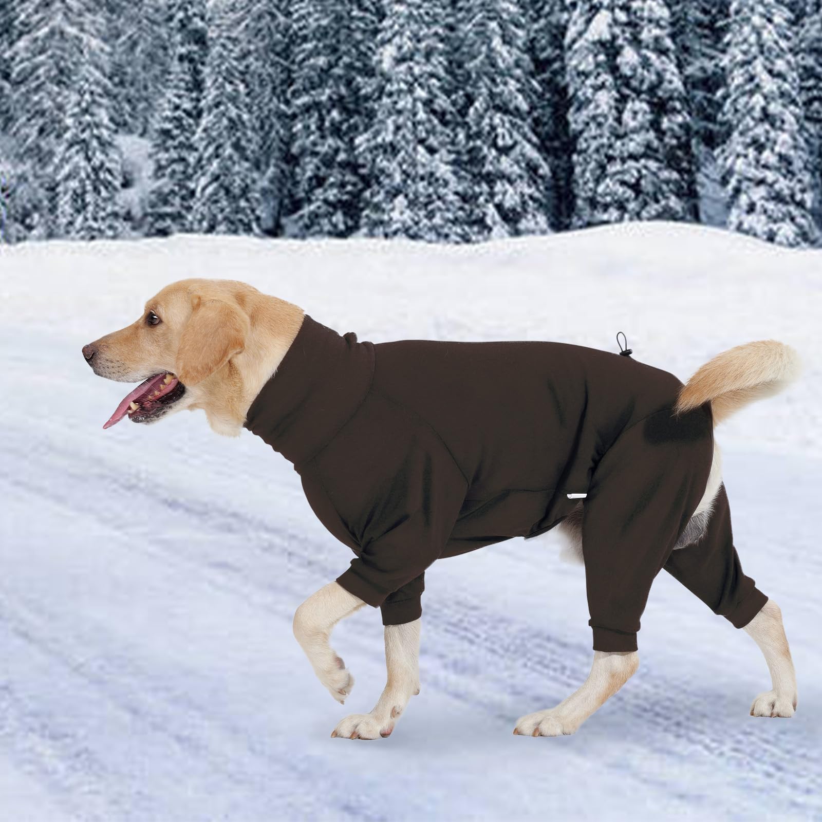 ROZKITCH Hundepullover für große Hunde, vierbeiniger Rollkragenpullover, dehnbare Thermo-Winterkleidung mit Loch für die Leine, vollständige Abdeckung, Outfit für große Hunde, 2 Stück