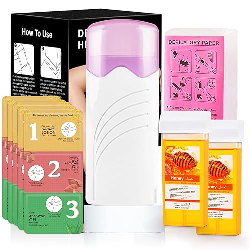 Kit de cera enrollable, kit de cera para depilación, calentador de cera derretida, kit de depilación para mujeres y hombres, kit de calentador de