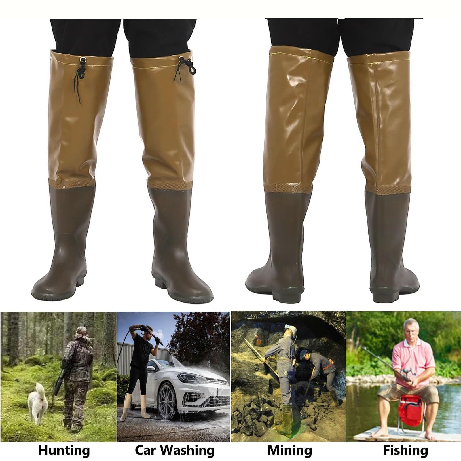 Wodery PVC do połowy uda, Spodnie wędkarskie z PVC Bootfoot Hip Waders dla mężczyzn i kobiet, ogrodnicze, wielokolorowe, różne rozmiary w Wielkiej Brytanii
