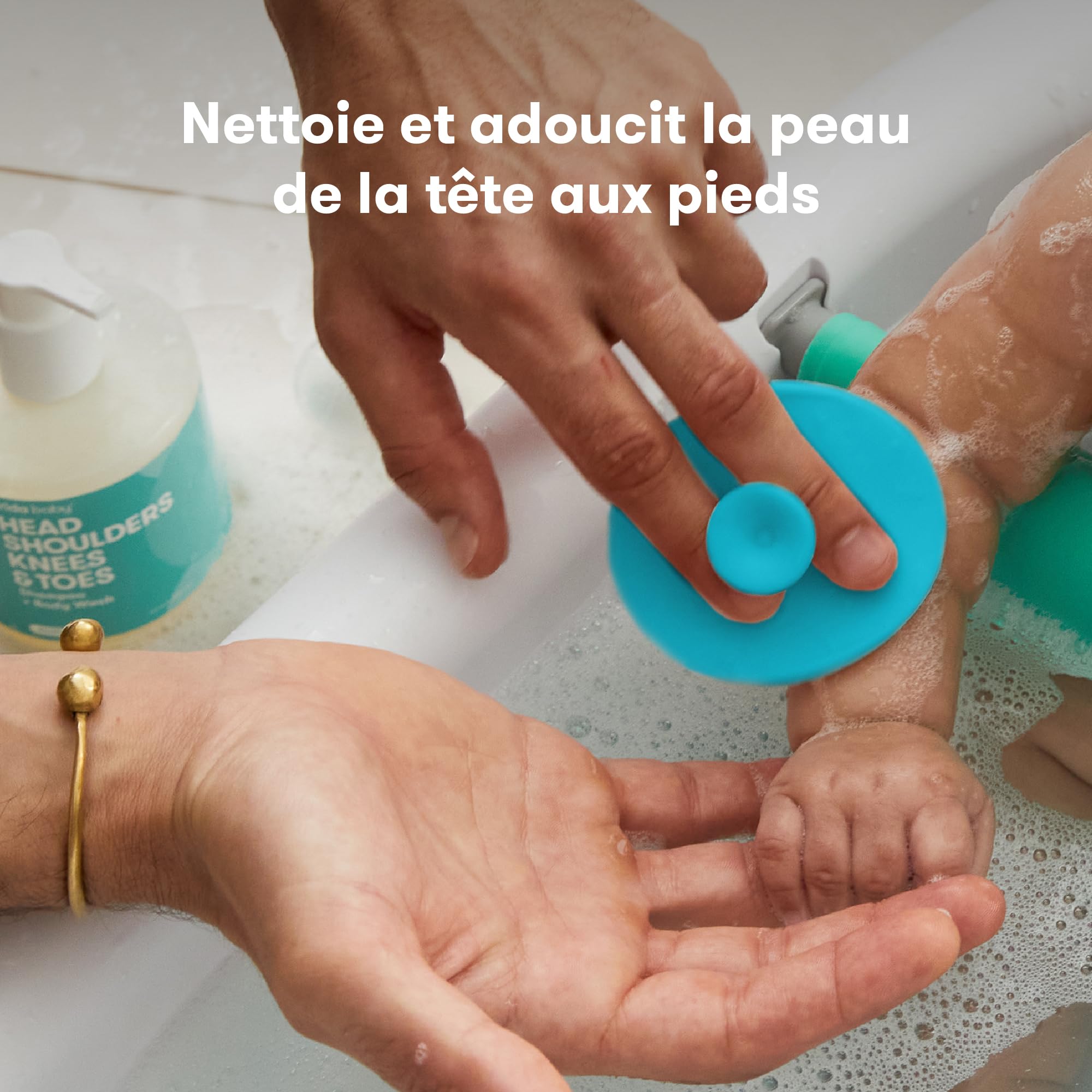 Frida Baby DermaFrida The SkinSoother brosse de bain pour bébé : brosse anti-croûtes de lait, indispensable pour peaux sèches, croûtes de lait et eczéma