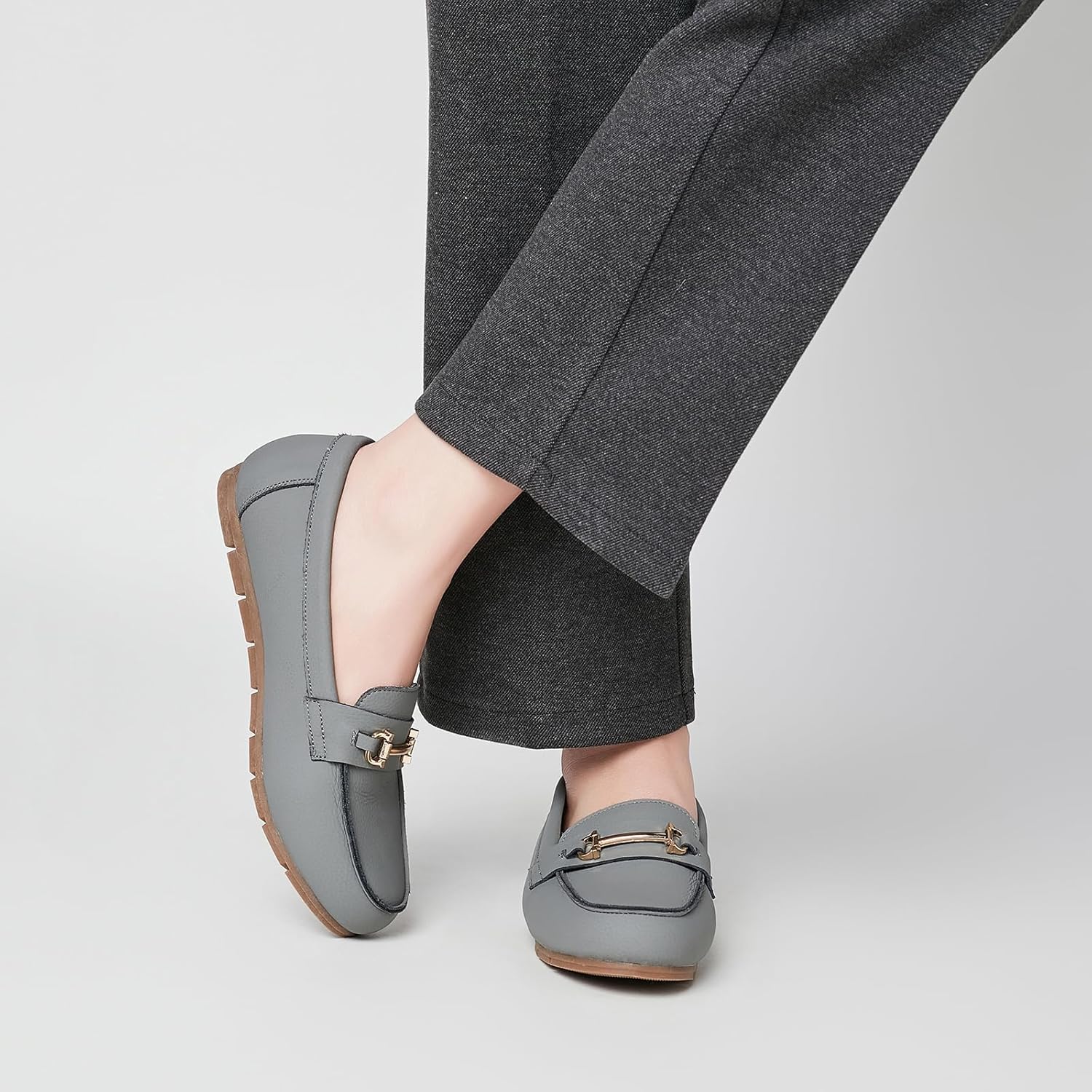 Genuine Leather Loafers for Women Driving Moccasins Business Casual Work Shoes Comfortable & Lightweight Womens Dress Flats Slip On Shoes - Image 5