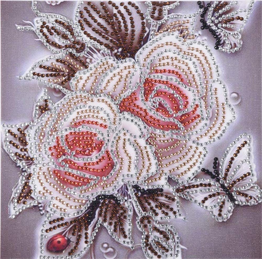 Abeuty Yellow Diamond Painting Diy 5D Special Shape Rhinestones, Vintage Flower, Partial Drill Crystal Diamond Art Kits