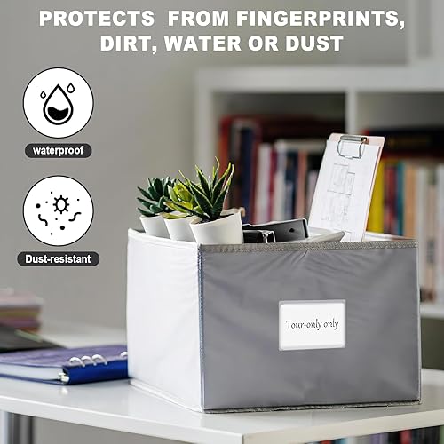 Miniatura 4 de 50 fundas de plástico adhesivas de 3 x 4 pulgadas con 50 tarjetas de inserción blancas, autoadhesivas, fundas de bolsillo para tarjetas de índice de