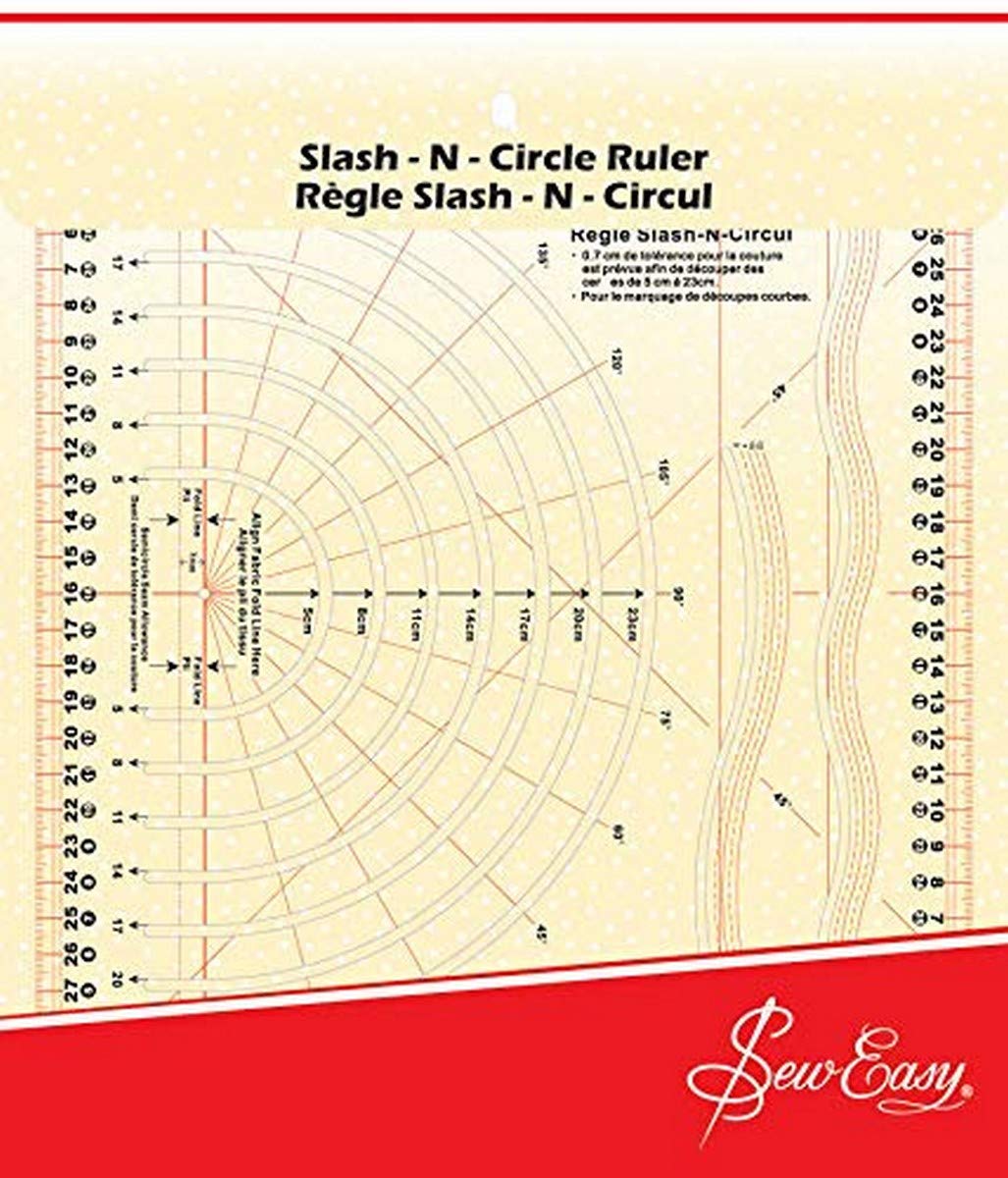 Sew EasySlash Cirlce Template – 31 x 26cm Quilting & Patchwork Rule for Applique Sewing, Transparent Acrylic Non-Slip
