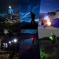 Vista 8 de BORUIT Headlamp with Red Green Light, Head Lamps Led Rechargeable Super Bright 1000 lumens, 180° Adjustable Head Light, 7 Modes, IP67 Waterproof for