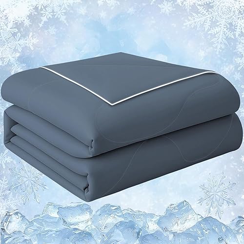 Cushious Cooling Comforter Twin Size, Summer Cooling Blankets for Hot Sleepers and Night Sweats, Lightweight Breathable Cooling Comforter Bedding for Sofa, Bed, Camping, Office