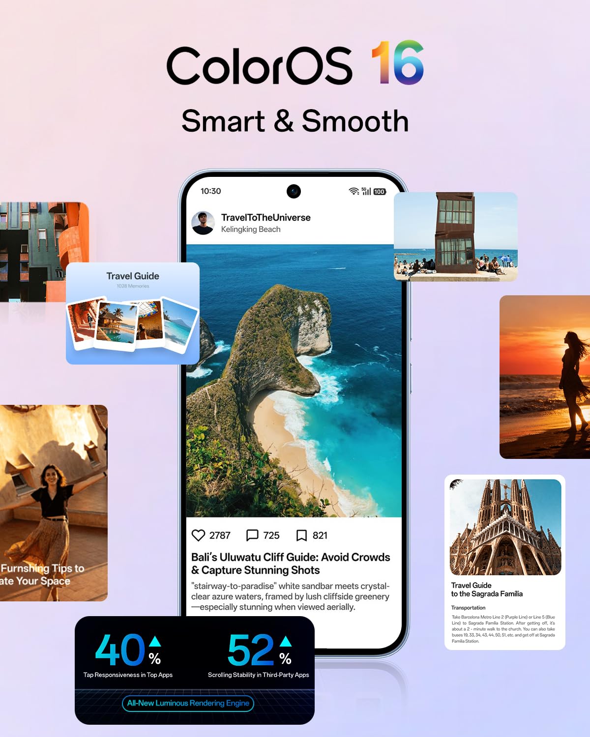 OPPO Reno15 F 5G Téléphone Android, 8+256Go, Écran 6.57" 120Hz, Appareil Photo Ultra Grand Angle 50MP FOV 100°, AI Portrait Glow, Batterie 6500mAh, IP69, Charge Flash 80W SUPERVOOC, Twilight Blue