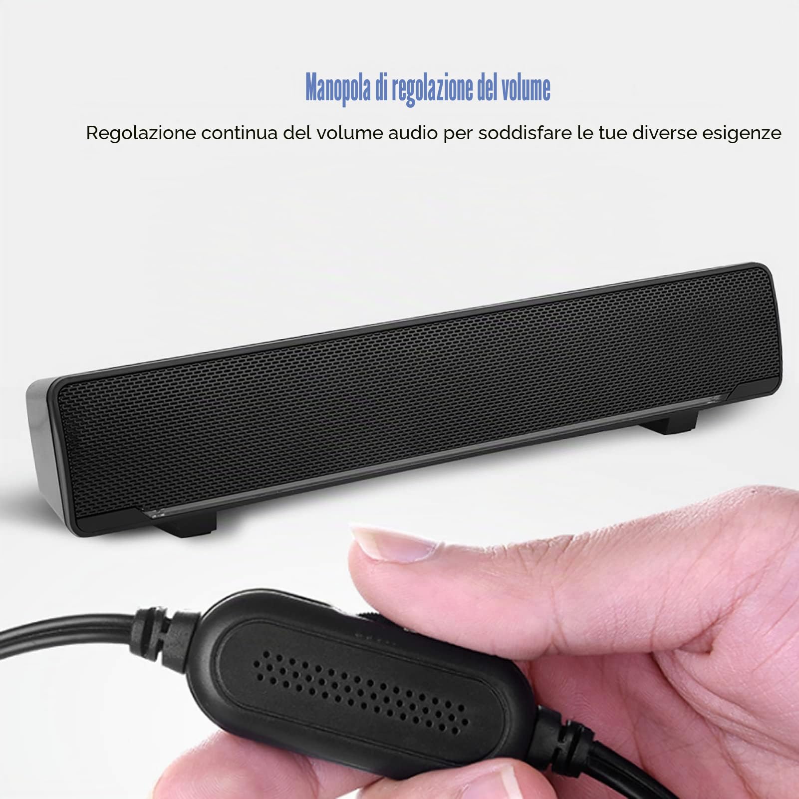 Zunate Soundbar, audio stereo 3D con cavo USB e ingresso da 3,5 mm, portatile per desktop, laptop, TV, smartphone, tablet PC (nero)