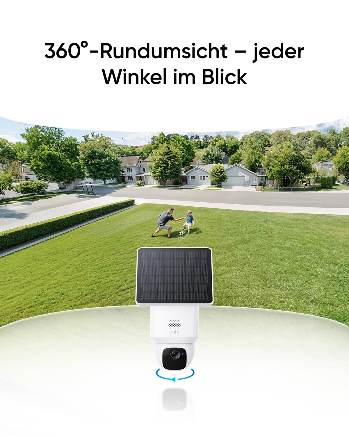 eufy eufyCam E30, Solar Überwachungskamera Außen, 360° Schwenk, KI-Tracking, 2K-Qualität, Kabellos, eufy Sicherheitskamera Outdoor, Kompatibel mit HomeBase S280 & S380, Ohne Monatliche ABO-Kosten