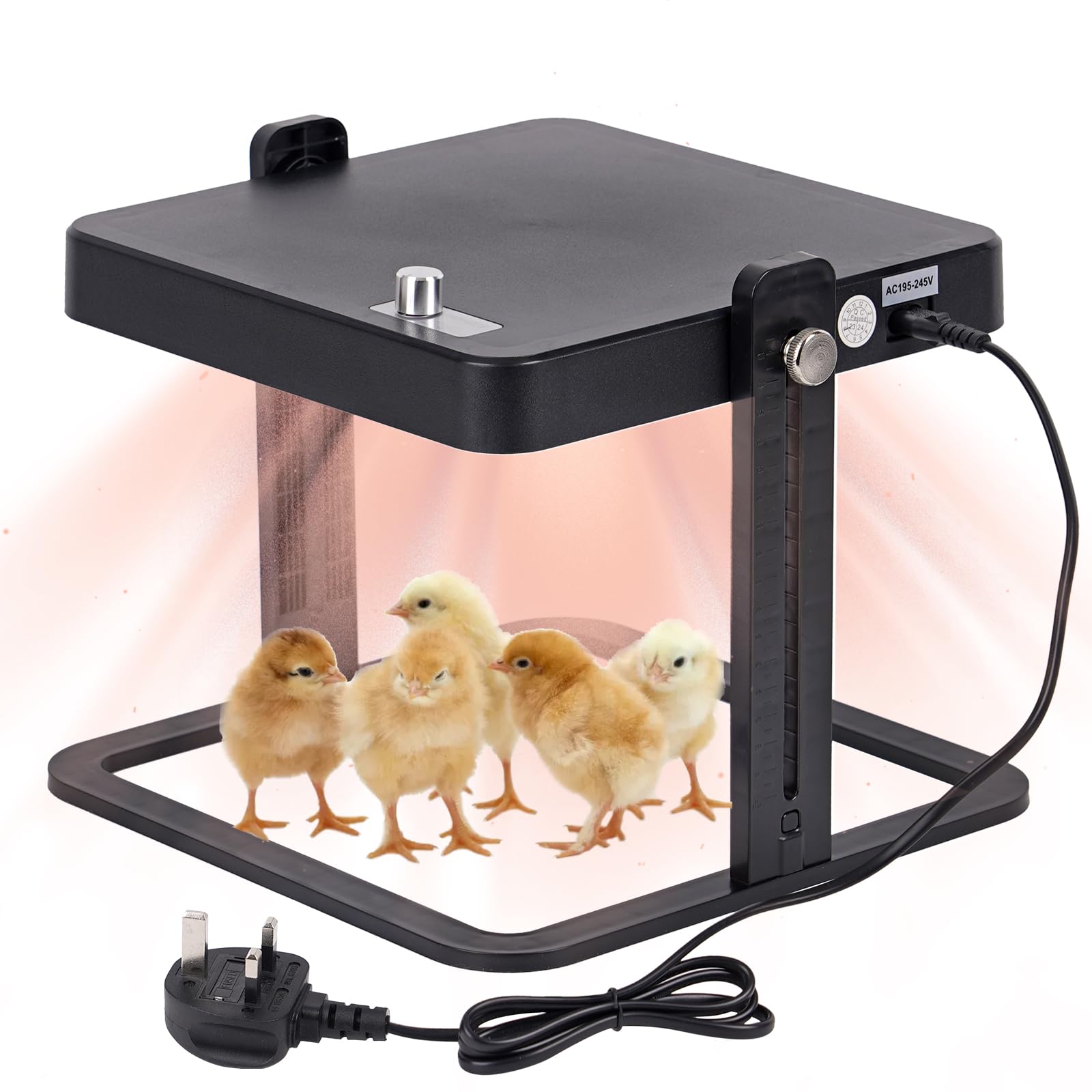 Chick Brooder Heater 45°C to 70°C Temperature Control Heating Plate Adjustable Height Chicks warmer Heater 25x25cm
