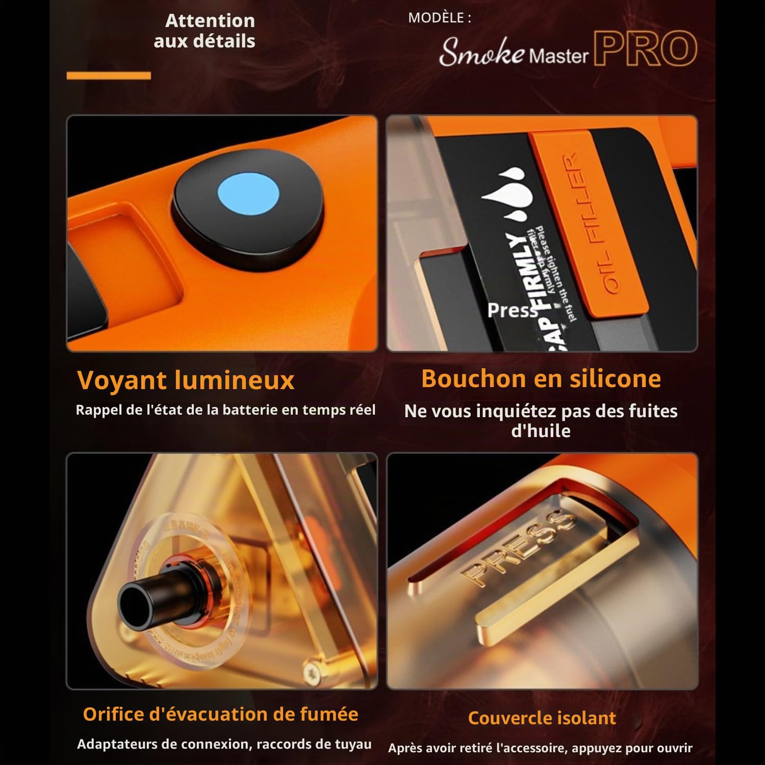 LENSGO Smoke Master PRO Machine à fumée portable, 40 W – 100 W, mini machine à fumée rechargeable pour la photographie, la vidéo, le spectacle et les courts métrages