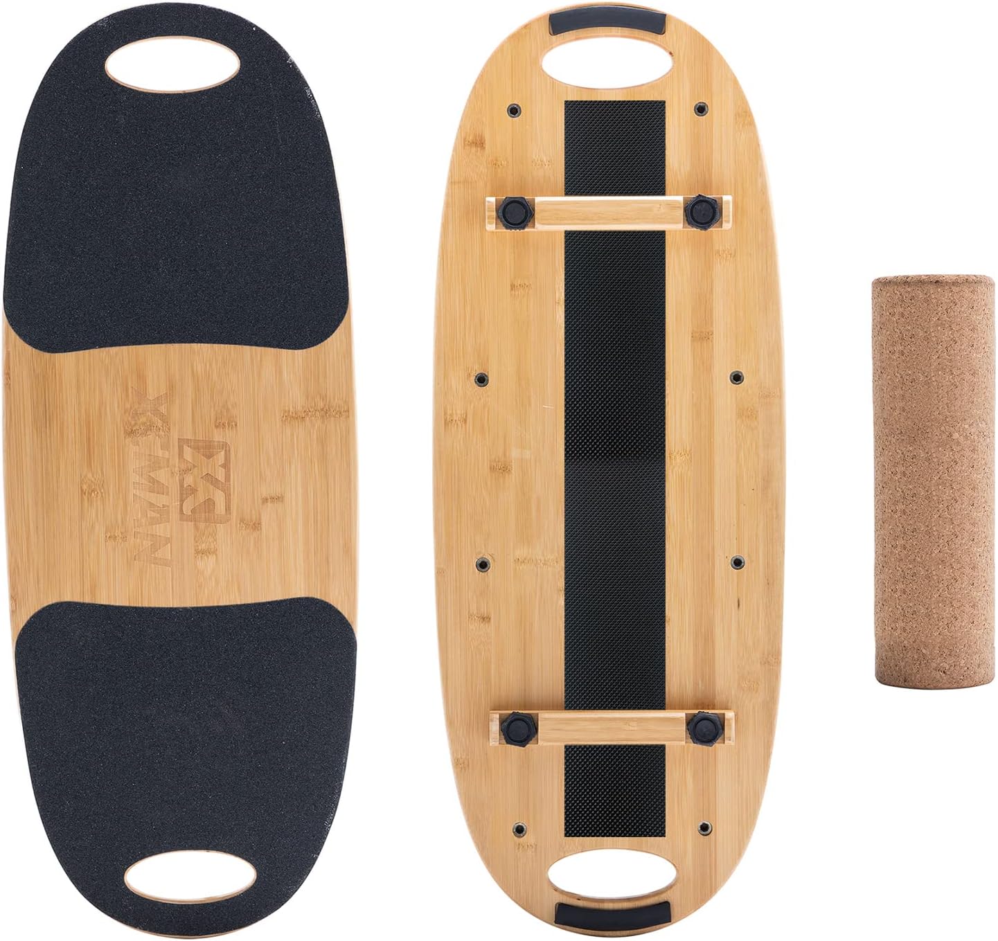 Bamboo Balance Board Trainer with Adjustable Stoppers - 3 Different Distance Options | Balance Board for Surfing, Snowboarding, Skiing, Skateboarding, Yoga Training
