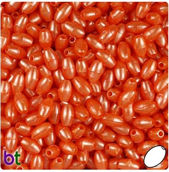 BeadTin Orange Pearl 9mm Oat Craft Beads 500pcs