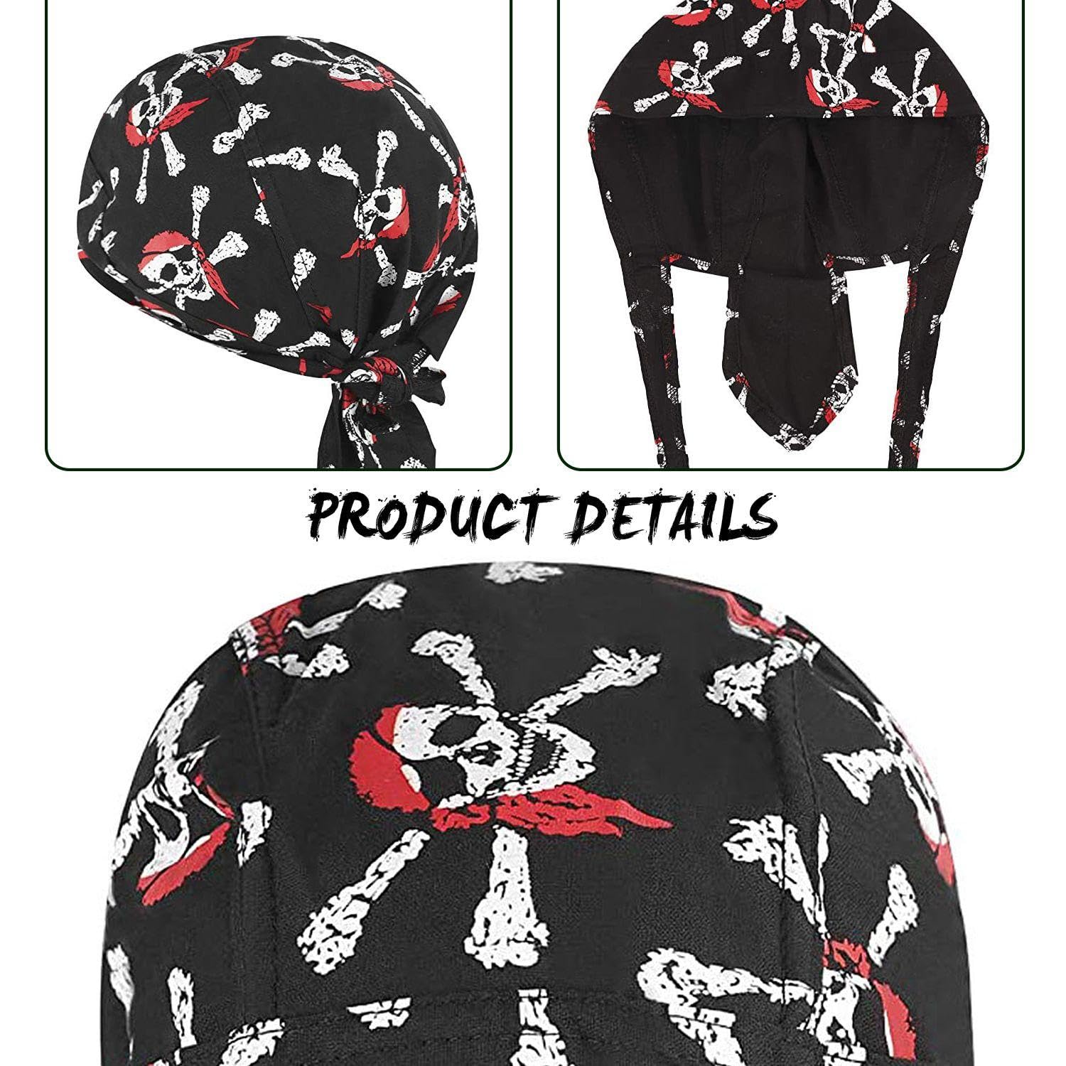 1 pieza de funda transpirable pirata, 1 pieza de pañuelo de calavera, pañuelo pirata, bufanda pirata para hombres, tela pirata para niños, sombreros piratas para mujeres