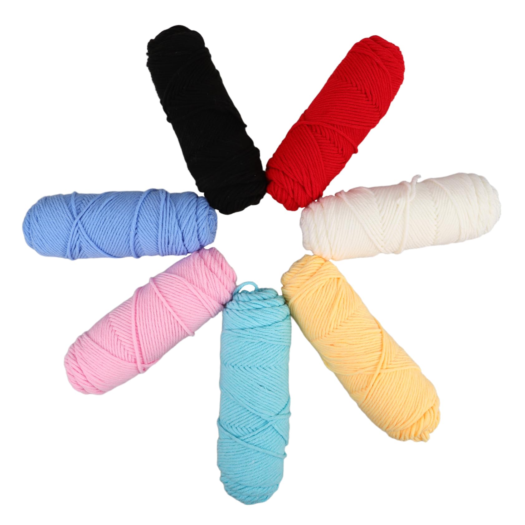 PartyKindom 7rotoli Filato di Cotone al Latte Morbido Colorati Gomitoli per Uncinetto Fai da Te Accessori per Amigurumi per Ragazza Adulti e Principianti