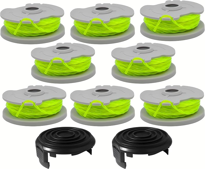 KEYHAO WA0014 Trimmer Line Replacement, for Worx WA0014 WG168 WG184 WG190 WG191 Weed Eater String Edger - 20 ft 0.080" with WA0037 Cap Covers (8 spools, 2 Cap)