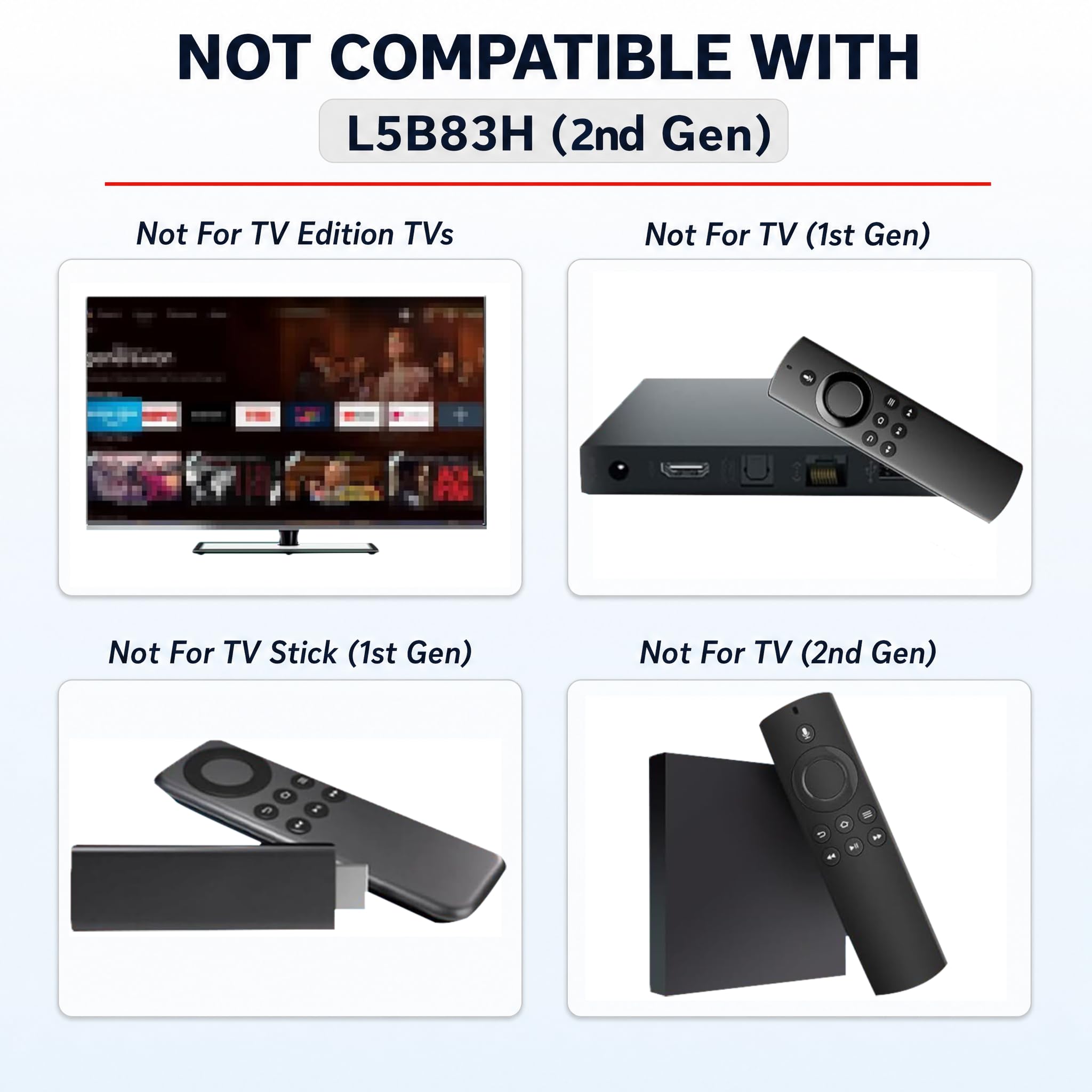 Paquete de 1 mando a distancia de repuesto por voz compatible con 2ª generación L5B83H, con Amazon Smart TV Stick (2ª generación, 3ª generación, Lite, 4K), compatible con todos los televisores