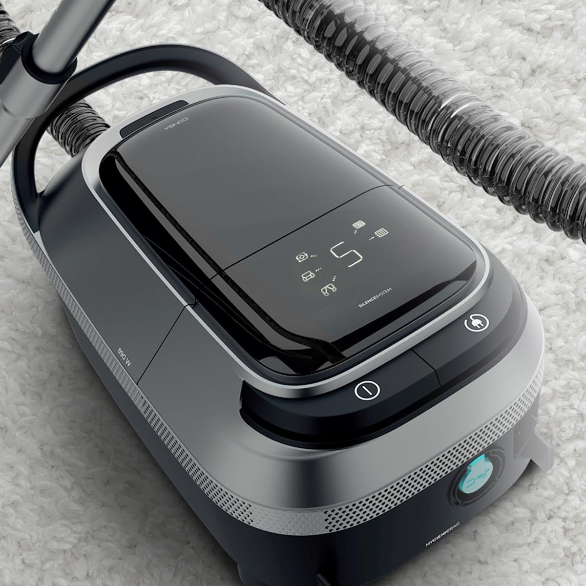 Cecotec Aspirateur Traîneau avec Sac Conga Powerbag 5000 Prostyle, 890W | Réservoir avec Sac de 5 Litres, Écran Numérique, Réglage de la Puissance Adaptatif, Fonction Souffleur, Double Filtre HEPA