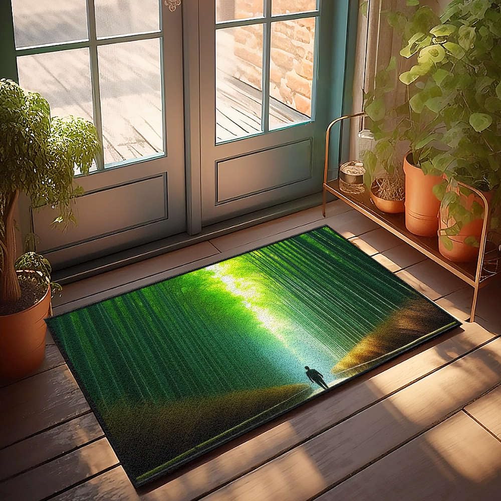 Paillasson extérieur 65x90 cm uni tapis bois et bambou