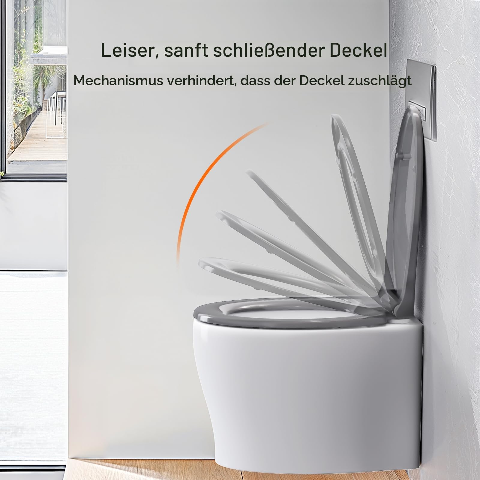 Pipishell WC Sitz mit Absenkautomatik Grau, Schnellverschluss, Grau | Schnellverschluss zur Reinigung, einfache Montage von oben, verstellbare Scharniere, 4 rutschfeste Puffer, universelle O-Form