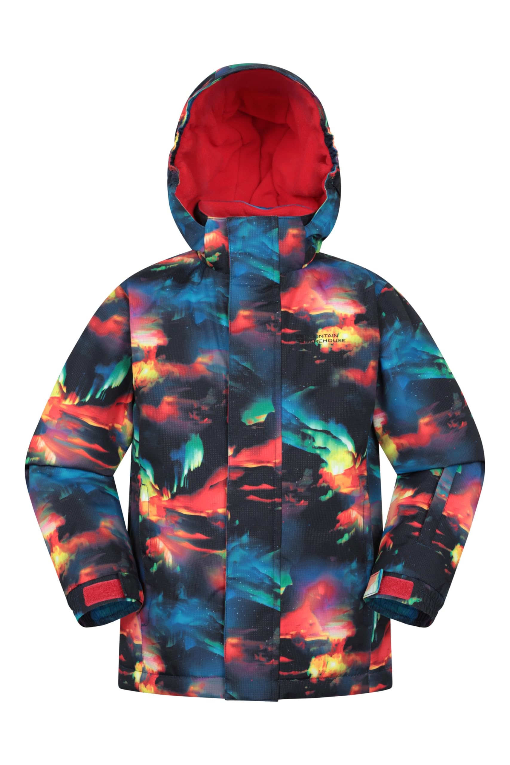 Mountain Warehouse Red Mogal Printed Kids Waterproof Ski Jacket - Zipped Pockets, Detachable Hood, Snowskirt -Best For Snowboarding, Winter Sports Kids Size 5-6 Years