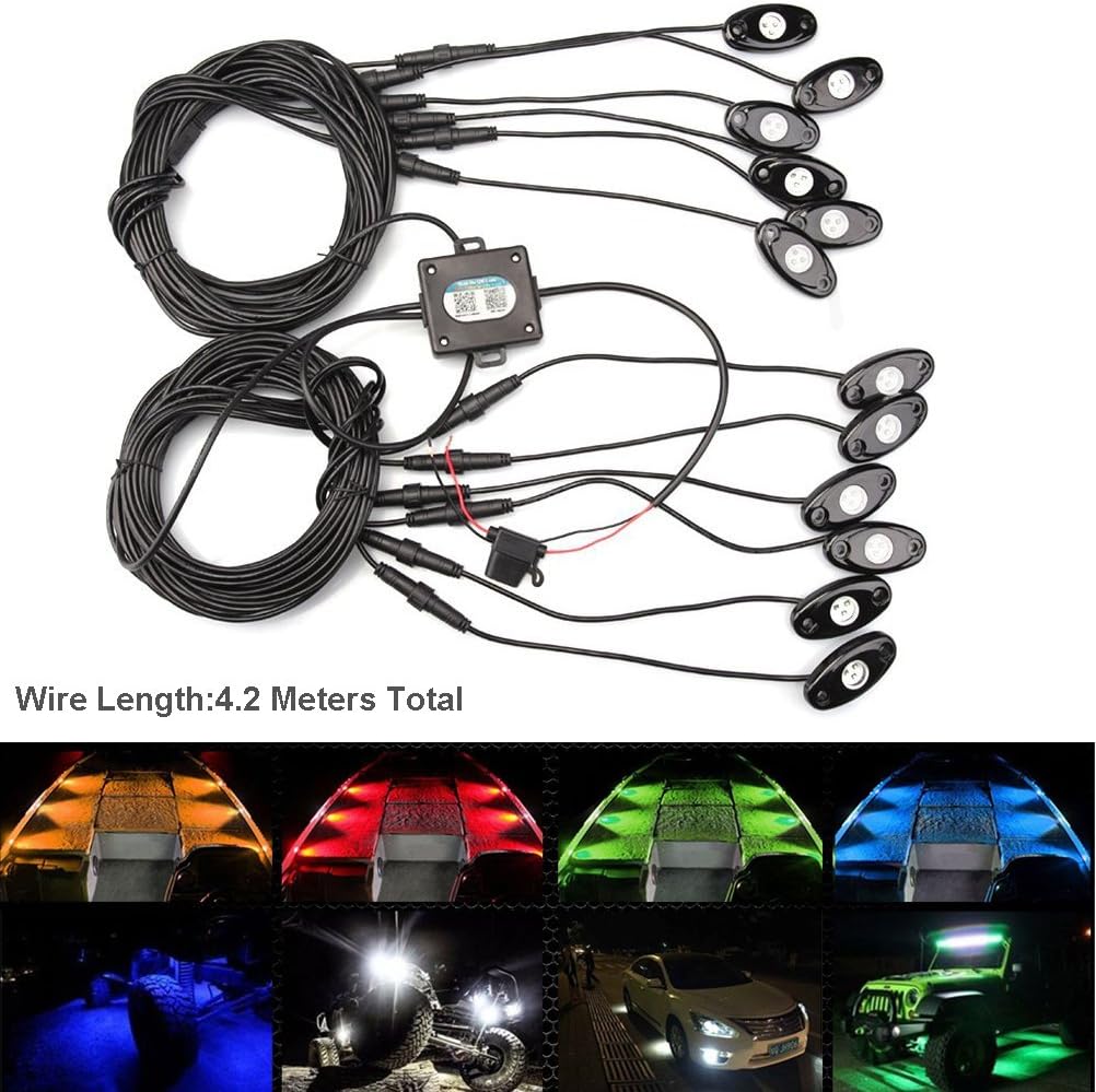 🔥 Flаѕh Sаlе 12 Pod RGB Led Rock Lights Kits with Bluetooth Control Waterproof Neon Lights for Cars Off Road Truck SUV ATV (12 Pods)