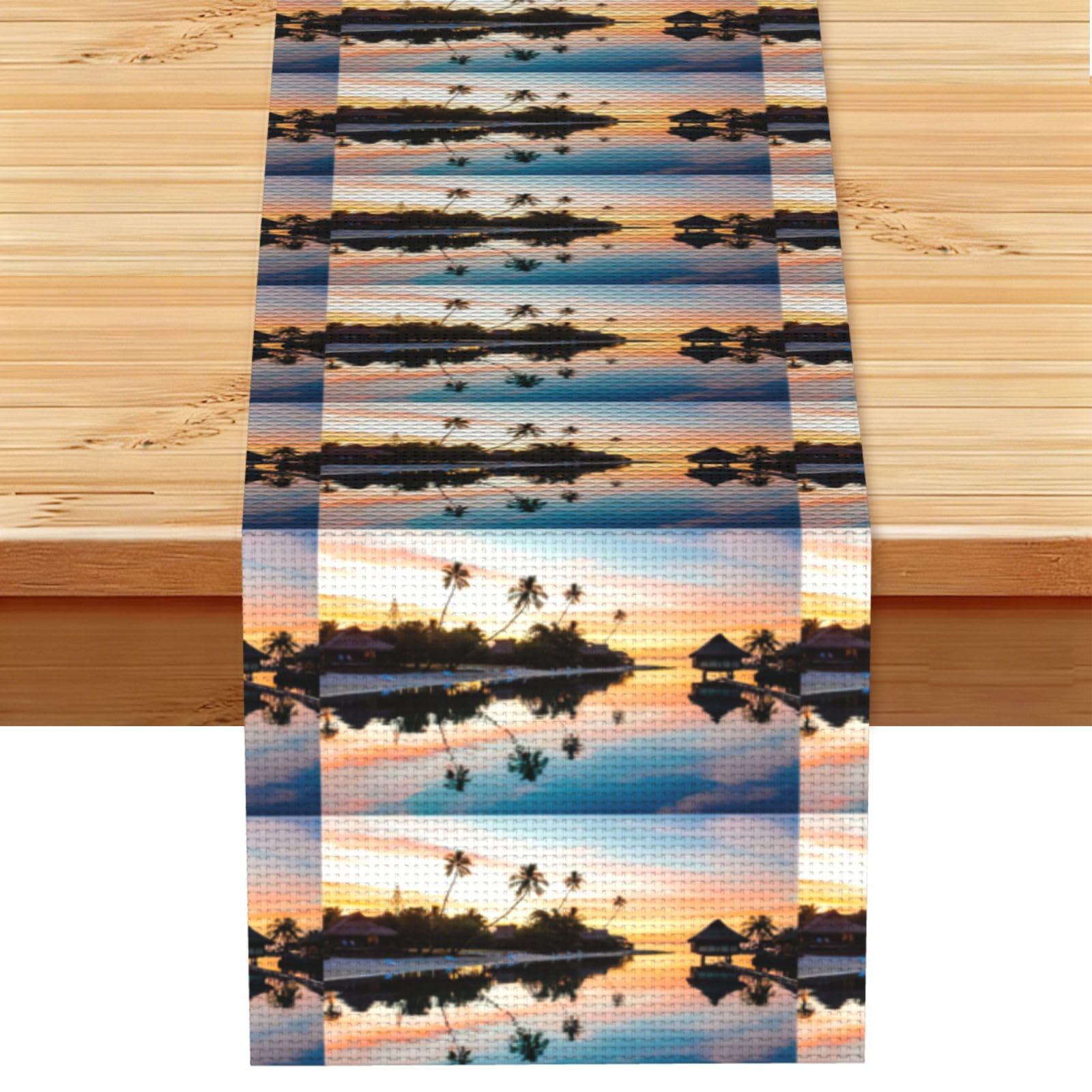 Tropical Sunset Stylish Printed Table Cloth, Decorative Table Runner 13x72in for Home, Party and Banquet Home Decor