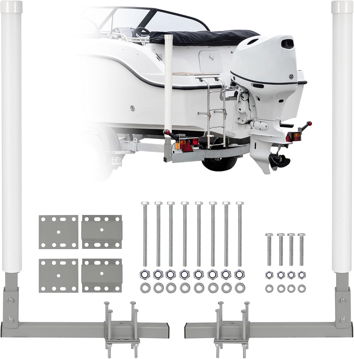 40"-60" Adjustable Design Trailer Guide Poles, Rustproof Galvanized Steel Trailer Guide, Trailer Guides with PVC Pipes