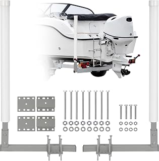 Garvee Adjustable 40" Boat Trailer Guide Poles, 2 Pcs Rustproof Galvanized Steel with PVC Protection, 43" Height, Flexible Installation for Easy Loading of Ski, Fishing & Sailboats