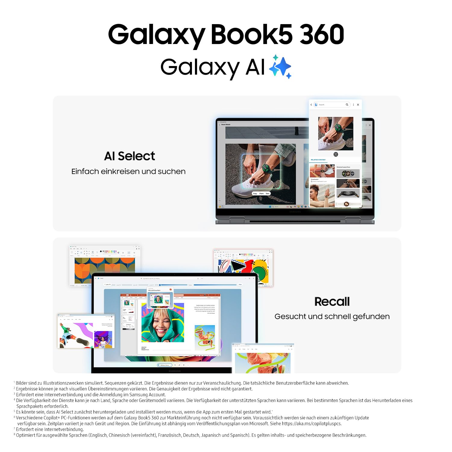 Samsung Galaxy Book5 360 15,6" 2-in-1-Laptop Intel Core Ultra 7 16 GB RAM 512 GB Speicher Moonstone Gray