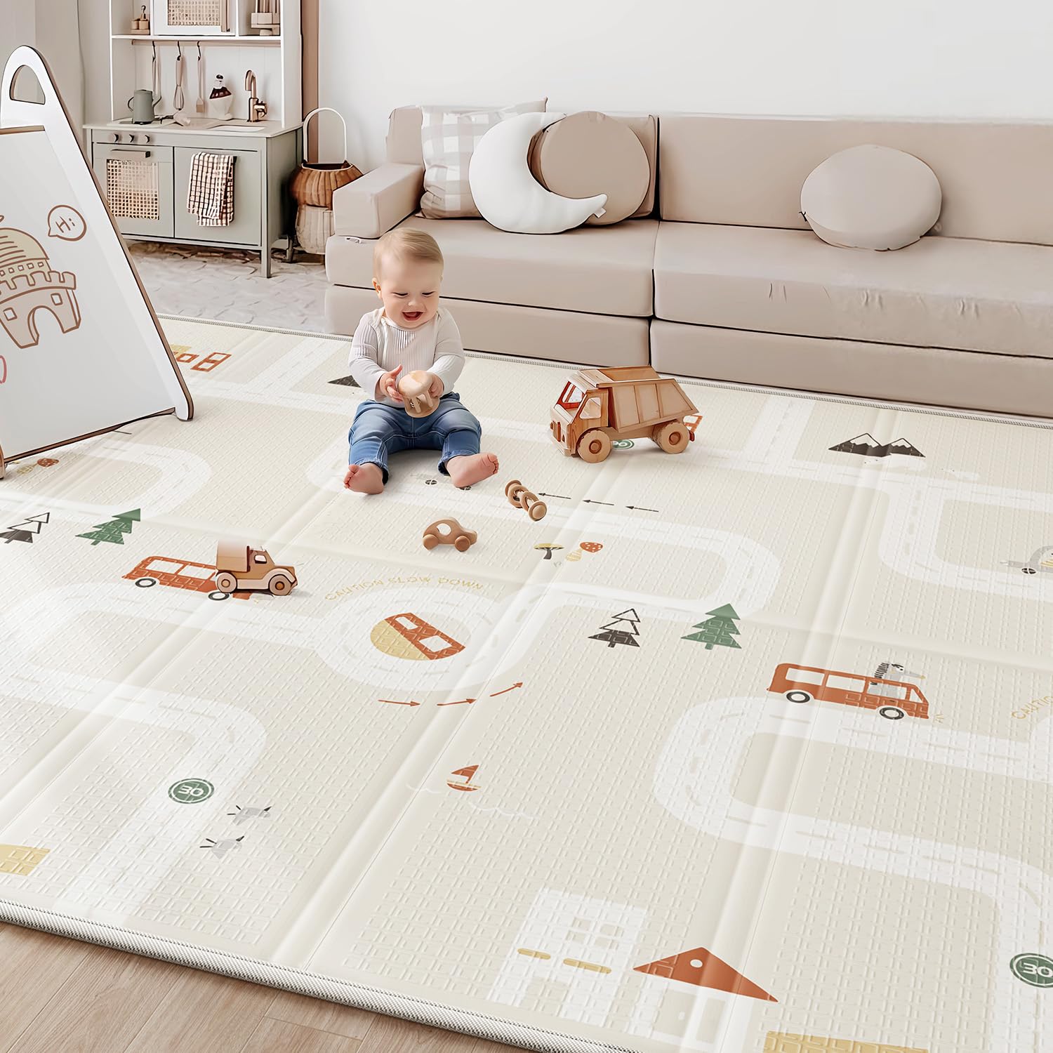Child Play Mat, Reversible Child Woman Play Mat for Flooring, Foam Padded Pl…
