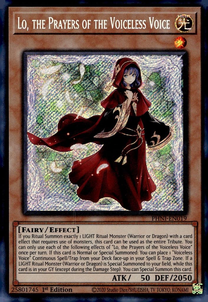 Amazon.com: YU-GI-OH! Lo, The Prayers of The Voiceless Voice - PHNI-EN019 -  Secret Rare