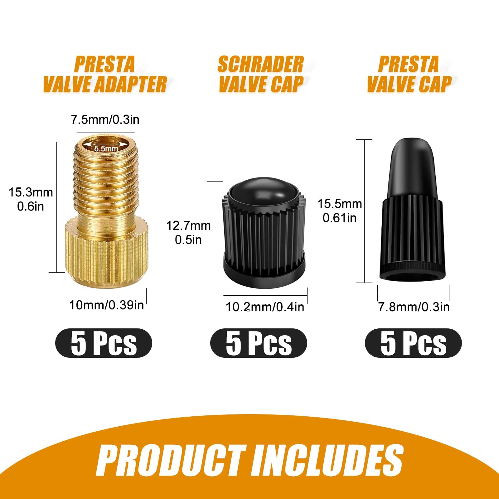 Lot De 4 Réducteurs De Trou De Valve Vélo - Adaptateur Presta Vers Schrader, Manchon Plastique Noir, Pour Jantes AV