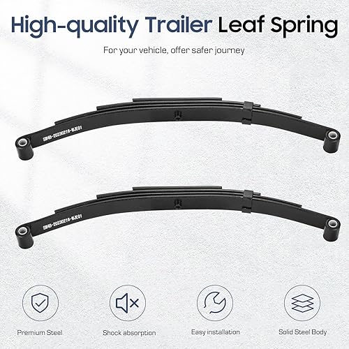 Miniatura 9 de SEHNSUCHT Resorte de hoja para remolque, 4 hojas y capacidad de 1750 libras, resortes de hoja de doble ojo para eje de remolque de 3500 libras,
