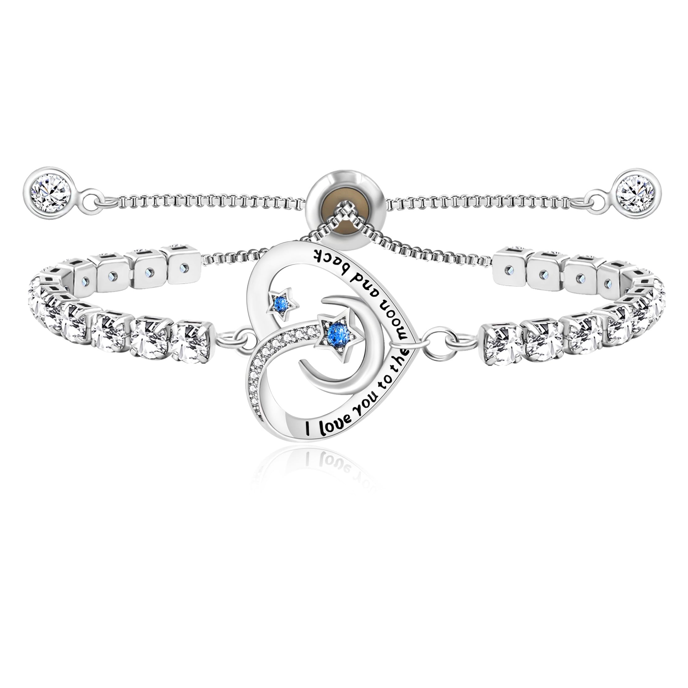 Vera GlamClassic Tennis Bracelet, Combined with Star Moon Heart-shaped Accessories and Sparkling Zircon | Women's Tennis Bracelet, Offers Eternal Blessings for Mother's Day and Valentine's Day